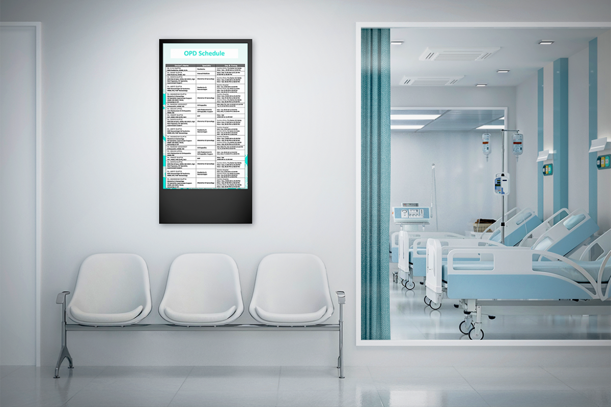 Digital notice board for hospital