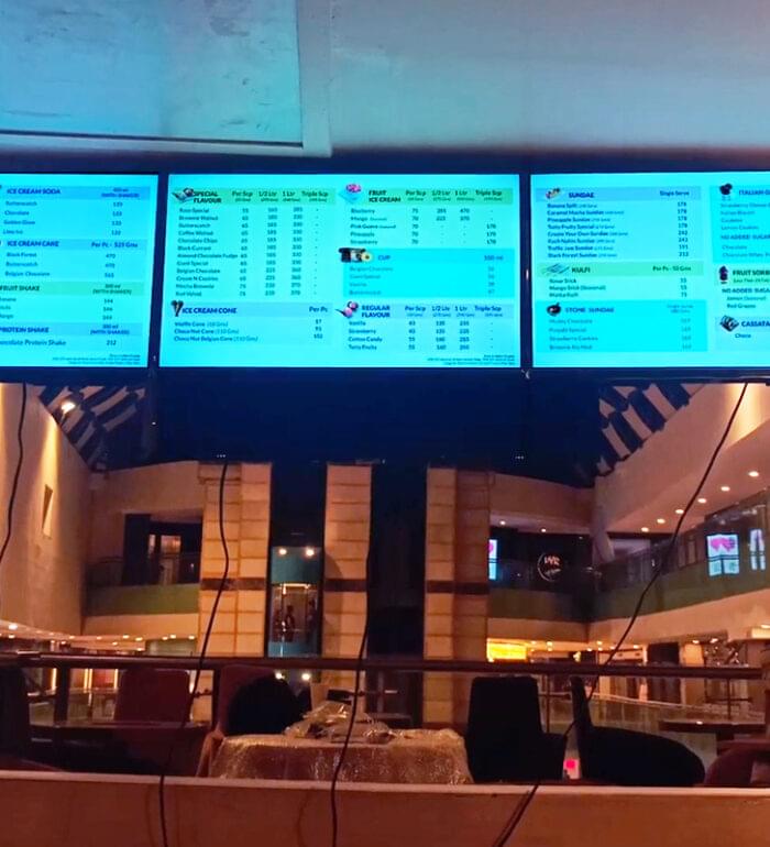 digital menu board giani icecream