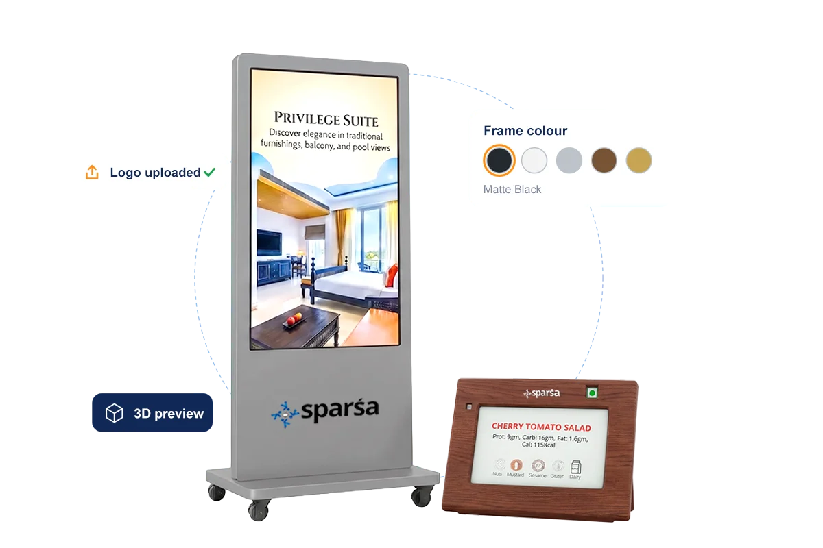 Customizable digital standee and buffet tag by Sparsa Digital